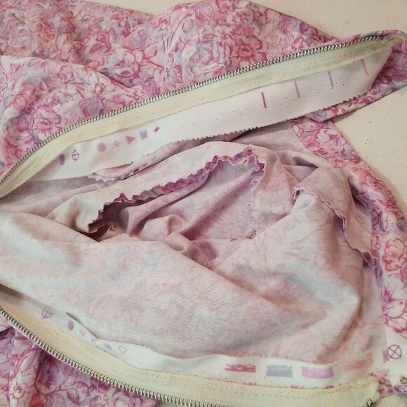 Vintage 60s Handmade Floral Blouse Top S-6 Mockneck LSL Metal Back-Zip Polyester - Picture 7 of 11